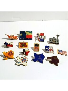 Lot of 14 Texas collectors Pins goldtone vintage to Mod Union